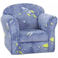 Qaba Chaise Pour Enfant, Chaise Pour Enfant Avec Motif Feerique Lumineux, Cadre En Bois, Canape Pour
