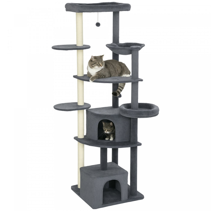 Arbre a Chat Tres Haut de 200 cm avec Poteaux en Sisal pour Chats d'Interieur