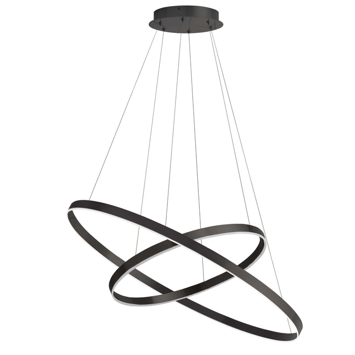 Lustre Circulo de Dainolite en acrylique blanc qui diffuse la lumière, avec fini noir mat et ampoule de 97 W