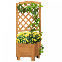 Outsunny Lit De Jardin Sureleve, Jardiniere En Bois Avec Treillis, Pour Faire Pousser Des Legumes, D