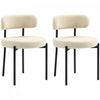 HOMCOM Dining Chairs Set of 2 Kitchen Chairs with Steel Legs, Beige