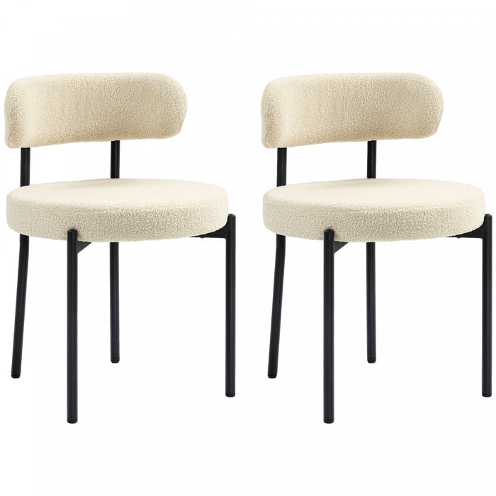 HOMCOM Lot de 2 Chaises de Cuisine avec Pieds en Acier, Beige