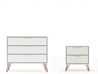  Ensemble de commodes 2 pieces Rockefeller style milieu du siecle en blanc casse