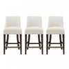 Tabouret de comptoir moderne en bois avec chenille Beever, creme - Lot de 3