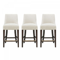  Tabouret de comptoir moderne en bois avec chenille Beever, creme - Lot de 3