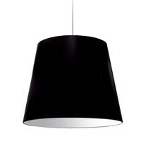 Grand luminaire suspendu de Dainolite avec très grand abat-jour cylindrique noir et argenté, et 1 ampoule