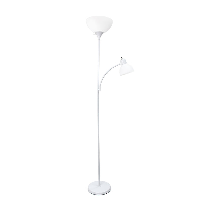 Ardelo Lampadaire avec lampe de lecture a col de cygne, Blanc neige, 71,5 po H