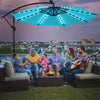 Costway Parasol deporte solaire LED de 10 pieds avec manivelle, 40 lumieres, base turquoise