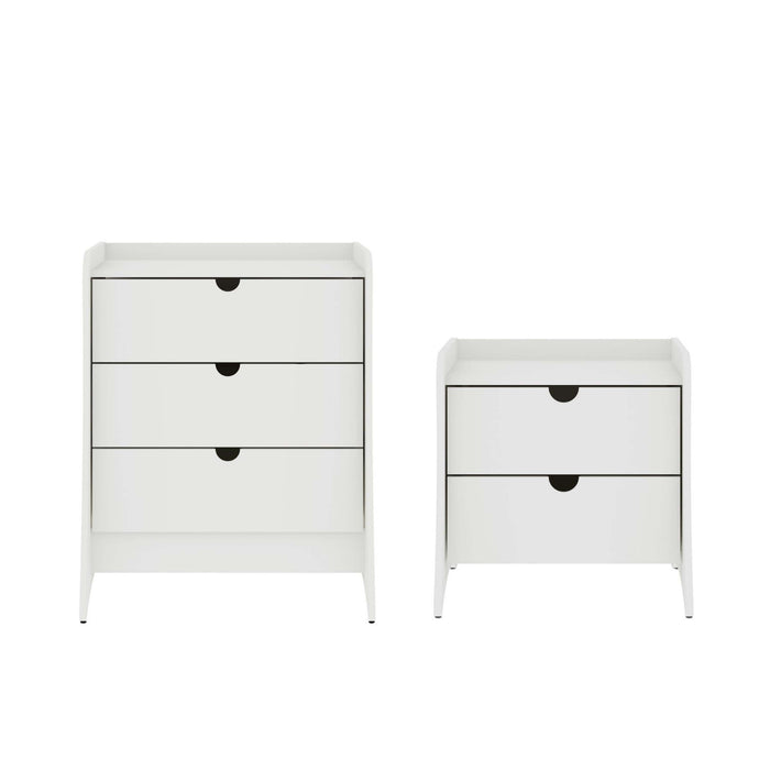 Ensemble de commode 2 pieces Coney style milieu du siecle en blanc