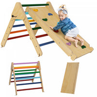 Qaba Ensemble Triangulaire, Jouets D'escalade Pour Tout-petits Avec Rampe, Jouets D'escalade 2 En 1,