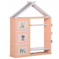Qaba Meuble De Rangement Pour Enfants Etagere Pour Jouets Avec Cintre Placards Etagere Planche De Ra