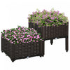 Outsunny Jardiniere Sur Pieds Carre Potager 2 Etages Dim. 80l X 40l X 44h Cm Insert D\u0092irrigation Plastique Imitation Rotin Tresse Chocolat