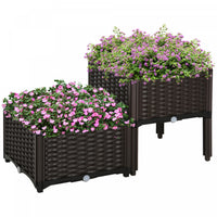Outsunny Jardiniere Sur Pieds Carre Potager 2 Etages Dim. 80l X 40l X 44h Cm Insert Dirrigation Pla