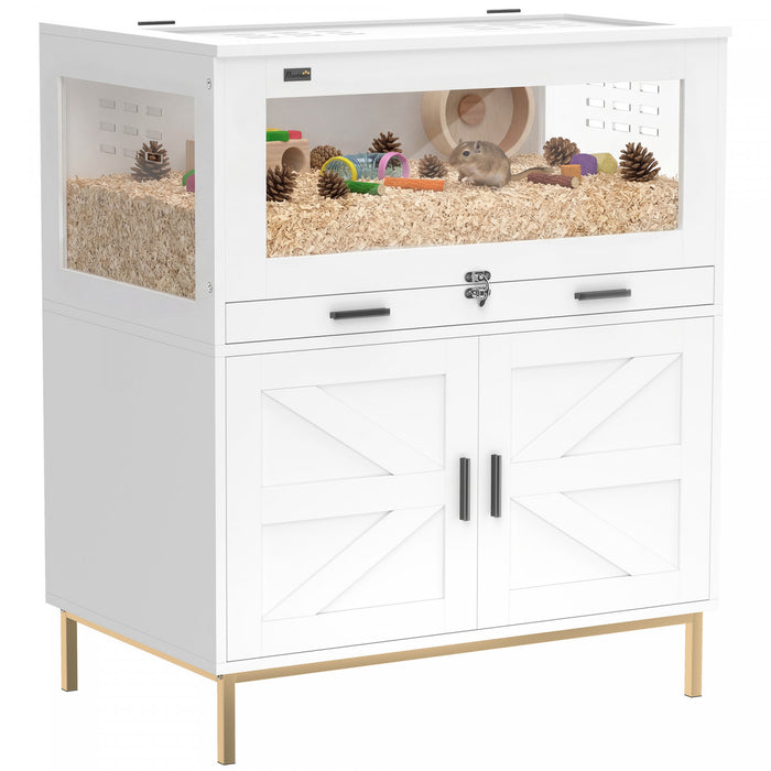 Cage pour hamster avec armoire de rangement, habitat pour cochon d'Inde avec tiroir