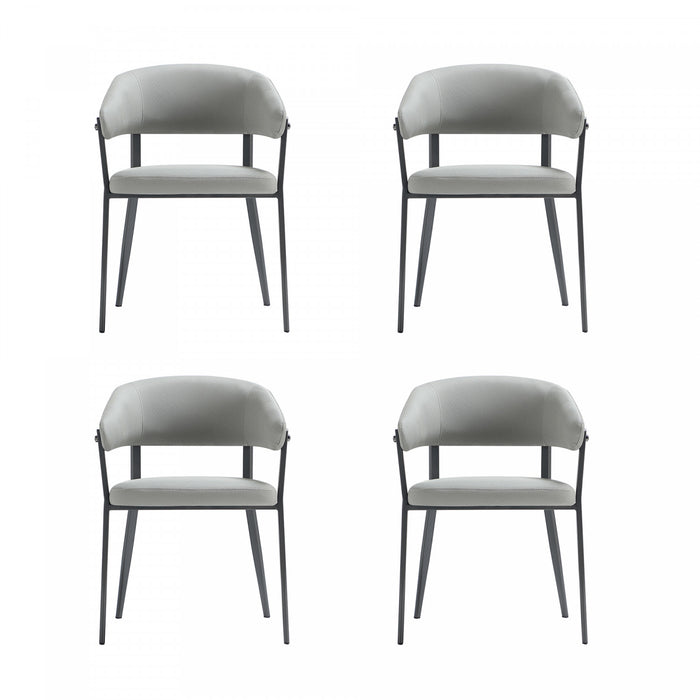 Chaise de salle a manger moderne en metal et tissu Belle, gris pierre - Lot de 4