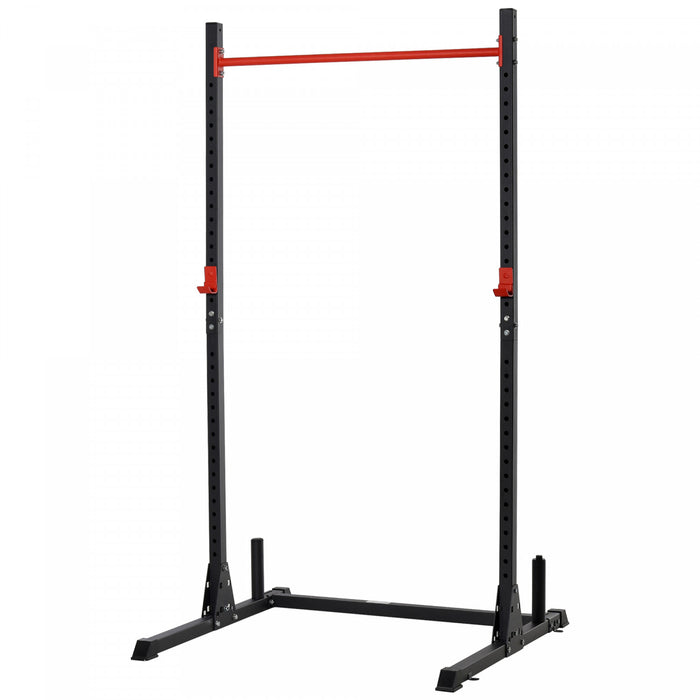 Soozier Reglable Barbell Power Rack Squat Stand Musculation Fitness Pull Up Poids Cage Gym A Domicile Noir
