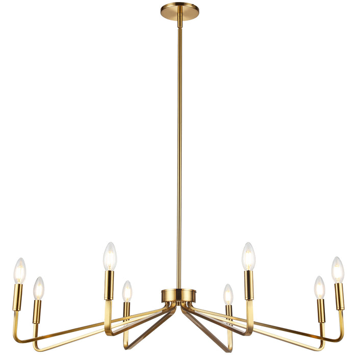 Lustre Clayton de Dainolite avec fini laiton vieilli et 8 ampoules