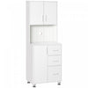 HOMCOM Armoire Cuisine Moderne Organisateur Micro-ondes Blanc
