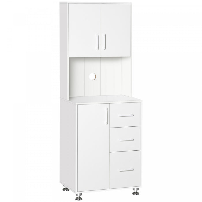 HOMCOM Armoire Cuisine Moderne Organisateur Micro-ondes Blanc