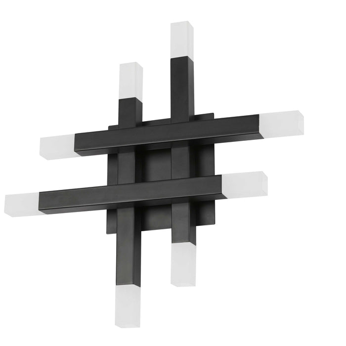 Applique murale Acasia de Dainolite en acrylique givré qui diffuse la lumière, avec fini noir mat et ampoule de 24 W