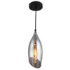 Luminaire suspendu Abba de Dainolite en verre fumé, avec fini noir et 1 ampoule