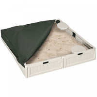 Bac A Sable Exterieur Pour Enfants, Avec Auvent Oxford Impermeable, Revetement Inferieur En Tissu, J