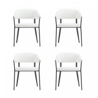  Chaise de salle a manger moderne en metal et tissu Belle, blanche - Lot de 4