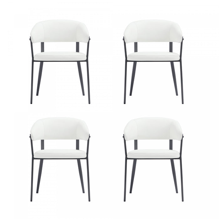 Chaise de salle a manger moderne en metal et tissu Belle, blanche - Lot de 4
