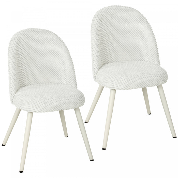 HOMCOM Lot de 2 chaises de salle a manger en velours, blanches