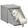 Pawhut Escalier Pour Chien 2 En 1, Marches A 4 Niveaux Pour Petits Chiens De Taille Moyenne, Marches Pour Canape, Lits Hauts Et Canape, Avec Panier De Rangement, Coussin Moelleux