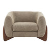 Tuxor Modern Upholstered Boucle Arm Chair with Tuxedo Design, Light Brown, Walnut | Tuxor Fauteuil Moderne en Bouclette a Design Tuxedo, Brun Clair, Noyer