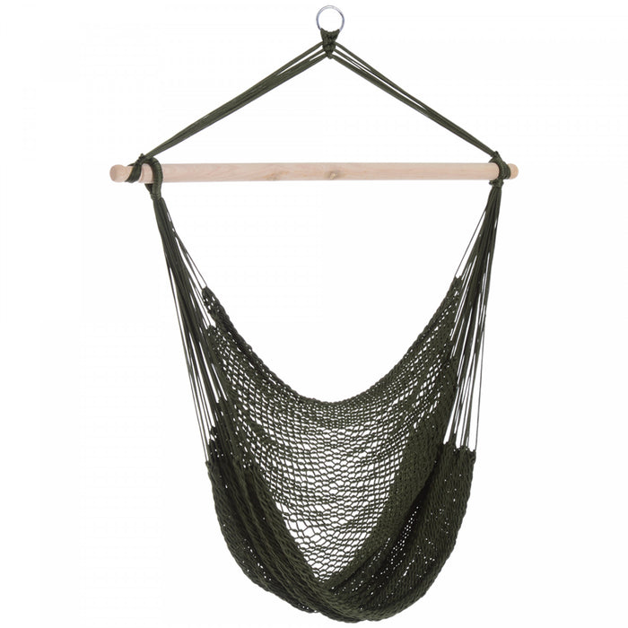 Outsunny Portable Suspendu Tisse Hamac Siege Corde Balancoire Chaise Lit De Couchage Pour Jardin Jardin En Plein Air Camping (vert Armee, Nylon)
