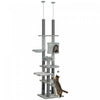 Pawhut Tour A Chat Pour Grands Chats, Arbre A Chat Du Sol Au Plafond Pour Chats D'interieur, Hauteur Reglable 89 A 100\", Tour D'escalade A Plusieurs Niveaux Avec Griffoirs, Rampe