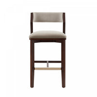 Tabouret de bar moderne Patricia en bois avec revetement en lin