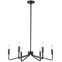 Lustre Clayton de Dainolite avec fini noir mat et 6 ampoules