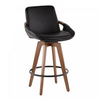 Tabouret moderne du milieu du 20e siècle Cosmo de hauteur comptoir en similicuir - noyer et noir