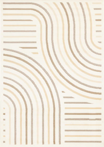 Forte Cream Beige Brown Curvy Lines Area Rug - 5'3" x 7'5"|Carpette Forte crème, beige et brune à motif de lignes courbées - 5 pi 3 po x 7 pi 5 po