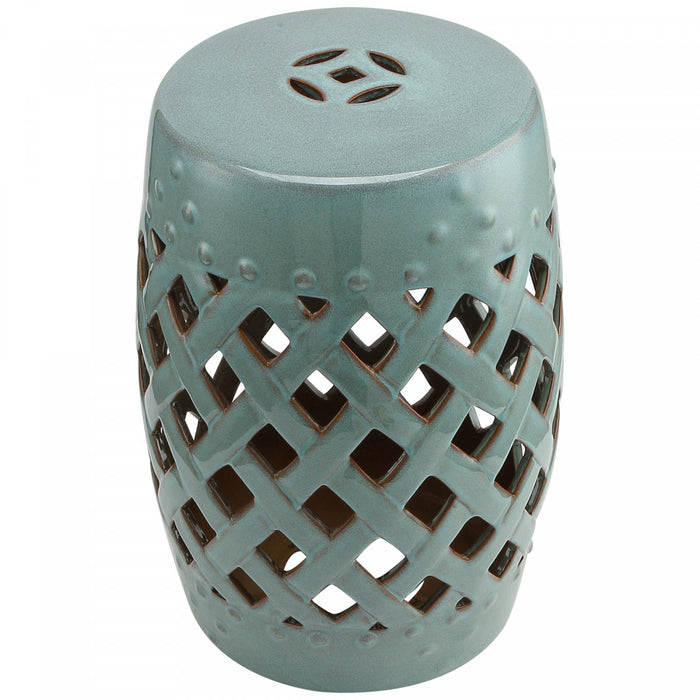 Outsunny Tabouret de Jardin Exterieur en Ceramique 33 x 45 cm, Bleu