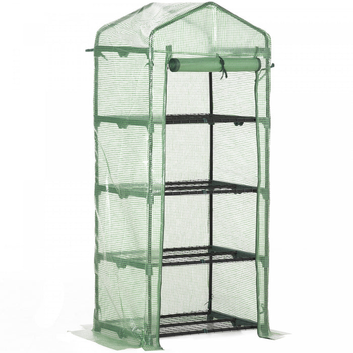 Outsunny Serre Portable Avec Etageres Pour Exterieur, Vert Fonce