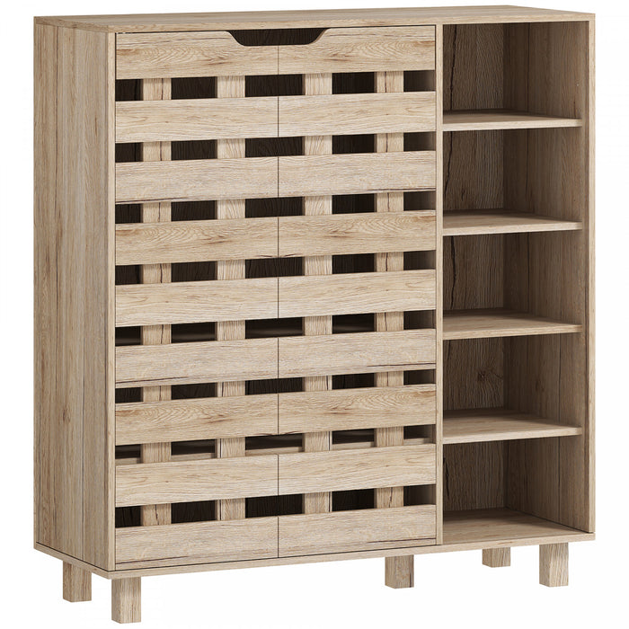 HOMCOM Armoire a chaussures avec placard a 5 niveaux et 5 etageres ouvertes