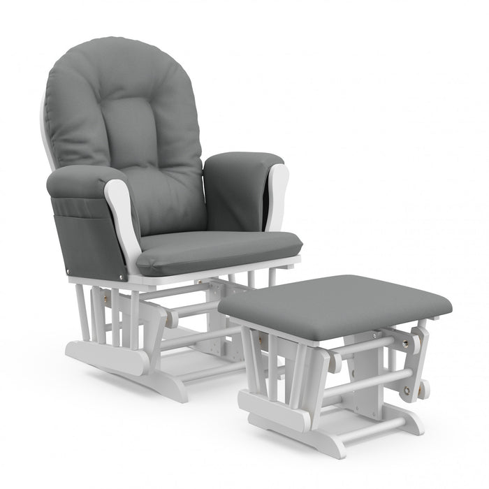 Storkcraft Hoop Fauteuil bercant et pouf - Blanc avec gris
