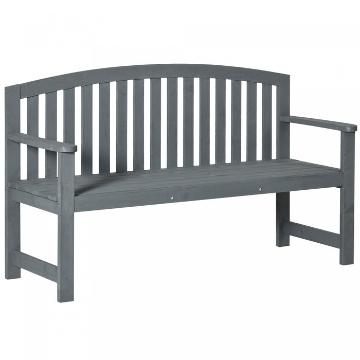 Outsunny Banc De Jardin En Bois 2 Places Avec Design A Lattes, Gris