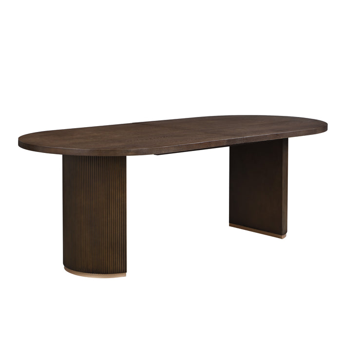 Madison Table a manger ovale en bois massif avec double pietement, noyer