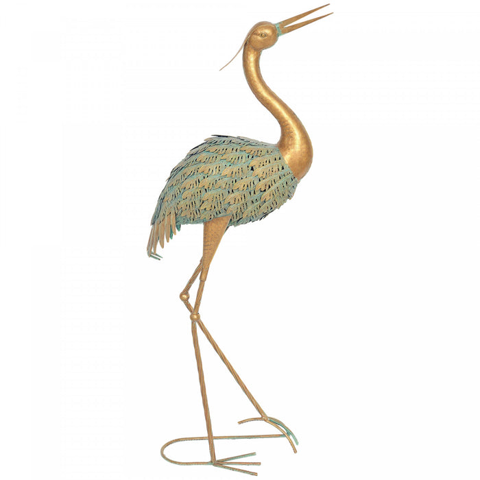 Statue de jardin Outsunny Heron, Statue d'oiseau en acier pour pelouse, Couleur melangee
