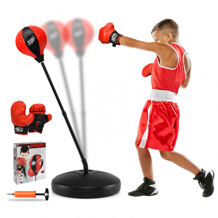 Ensemble De Boxe Pour Enfants, Support Pour Balle De Boxe Reglable En Hauteur, Pompe A Main, Gants De Boxe Pour Enfants Garcons Et Filles, Ensemble De Sac De Boxe Autoportant