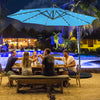 Costway Parasol deporte solaire 10FT 32 LED eclairees Bleu pour patio exterieur