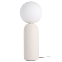 Lampe de table Toria de Dainolite en verre blanc, avec fini blanc mat et 1 ampoule