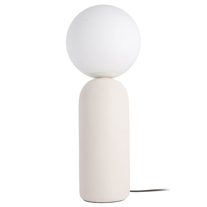 Lampe de table Toria de Dainolite en verre blanc, avec fini blanc mat et 1 ampoule