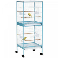 Pawhut 55 Pouces 2 En 1 Cage A Oiseaux Voliere Perruche Maison Pour Pinsons, Perruches Avec Roues, P