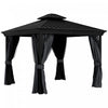 Outsunny Tonnelle D'exterieur A Toit Rigide 10' X 12', Gris Fonce